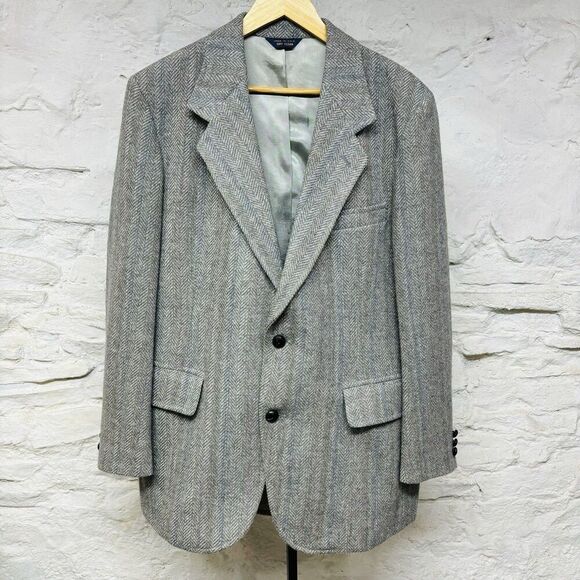 Vintage Pendleton Blazer Mens 42 R Gray Herringbone Virgin Wool Sports Coat USA - Picture 1 of 10